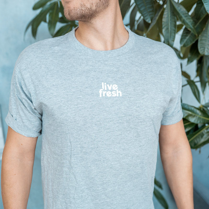 LiveFresh Shirt - Light Grey mit Logo - LiveFresh