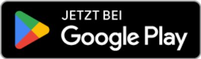 Weiße Schrift auf schwarzen Hintergrund mit dem Hinweis Jetzt bei Google Play. Links daneben das dreieckige Logo von Google Play mit den Farben blau, grün, rot, gelb.