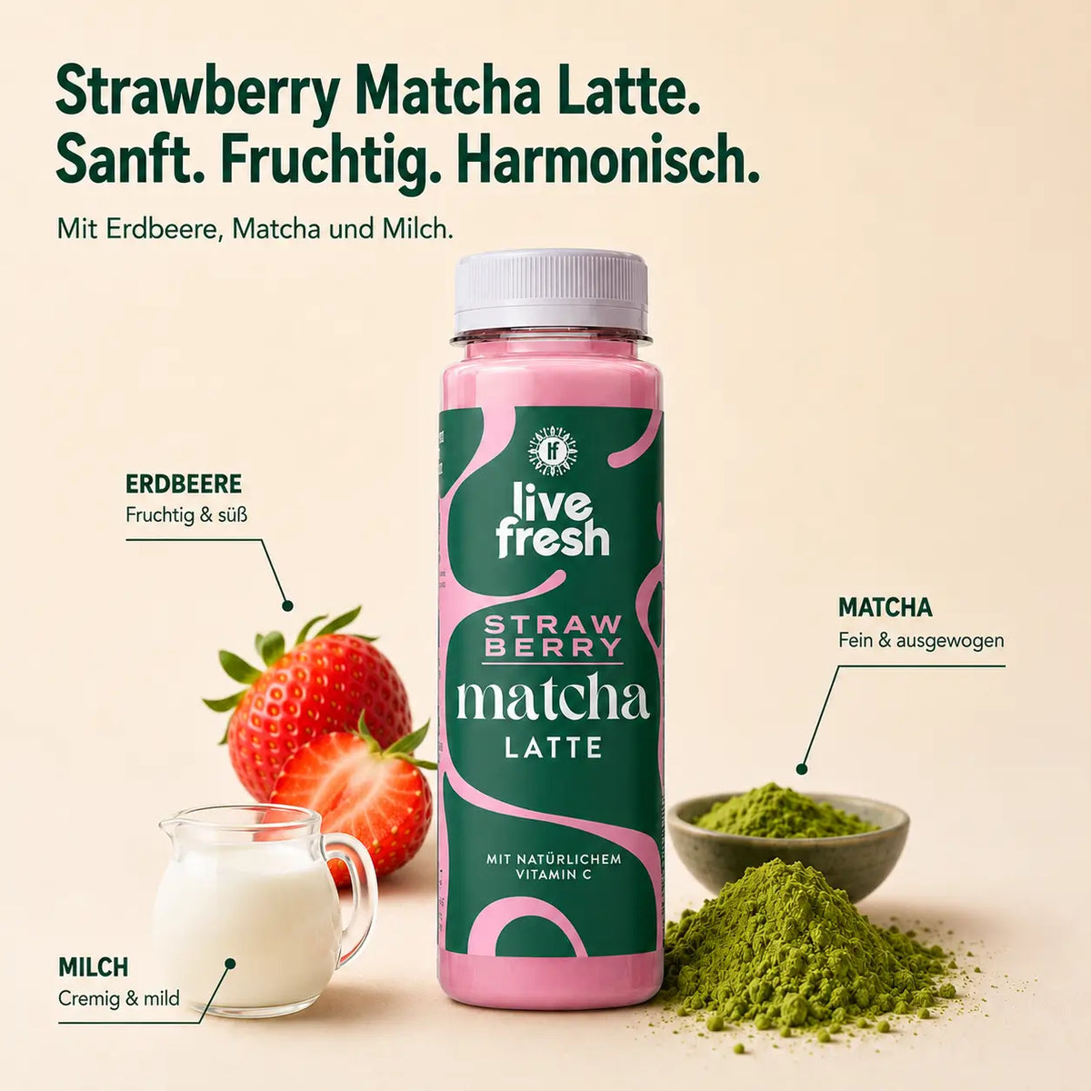 Matcha Latte – Strawberry – 250 ml