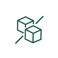 Dunkelgrünes Icon mit zwei stilisierten Würfelzucker-Stücken, die von diagonalen Linien durchgestrichen sind. Das Symbol steht für zuckerreduzierte oder zuckerfreie Produkte.