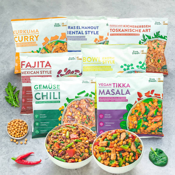 Probierpaket - 7 vegane Bowls - Lower Carb High Protein