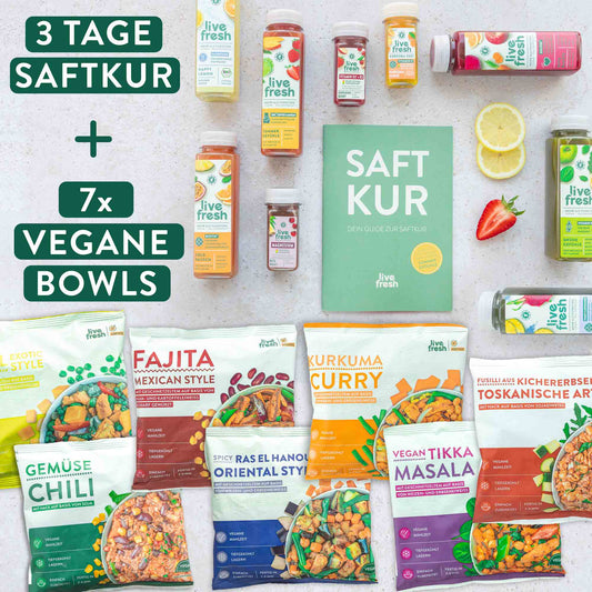 Veganuary Bundle - 3 Tage Saftkur + 7 Tage vegane Bowls - LiveFresh